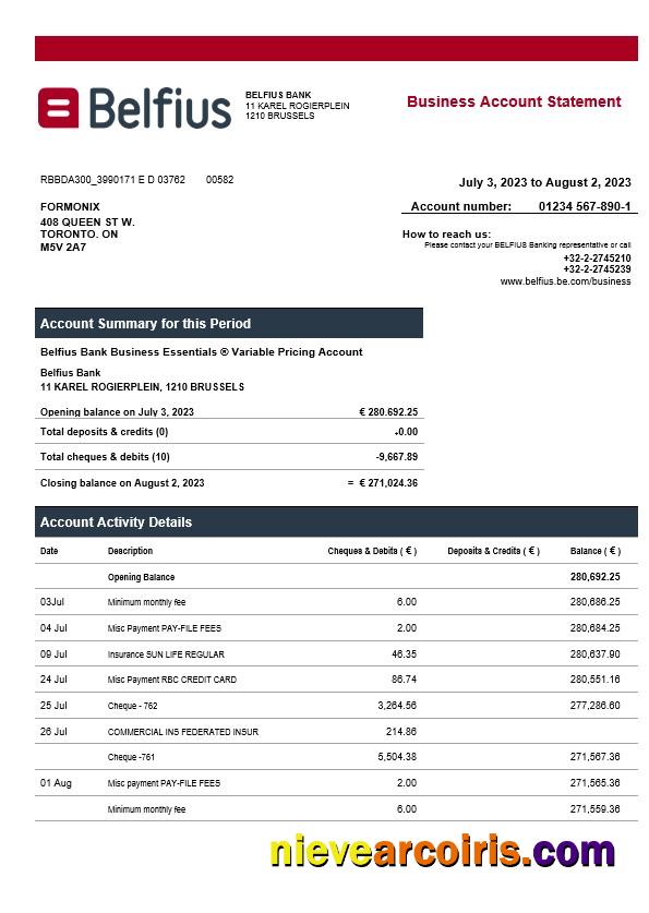 Belfius Bank enterprise statement